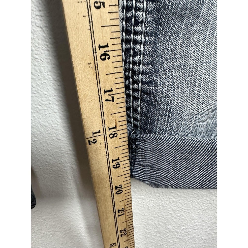 Hydraulic Bailey Jeans Womens 22 Blue Distressed Embroidered Capri Cropped Denim - Picture 5 of 10